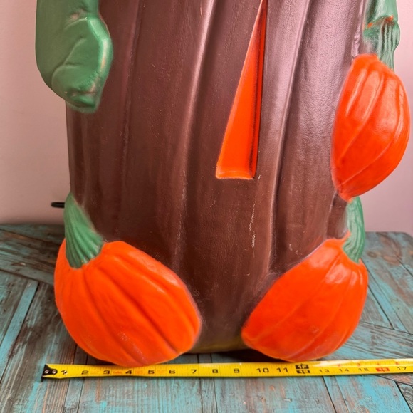 Vintage Halloween Blow Mold Pumpkin Jack o'lantern Tree, Plastic Lawn Yard Decor - Picture 8 of 16